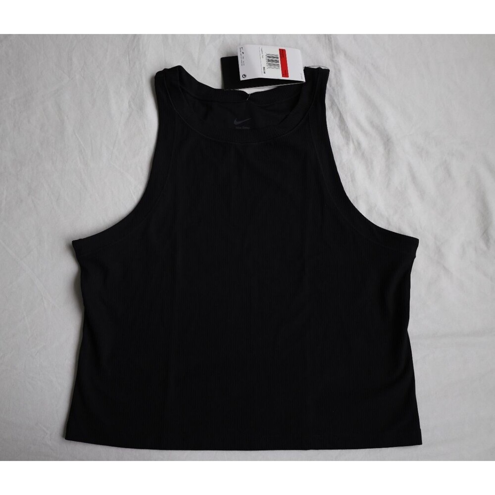Nike Zenvy InfinaSoft Tank Top Women L Black Ribbed Tight Fit HF2765-010 NWT